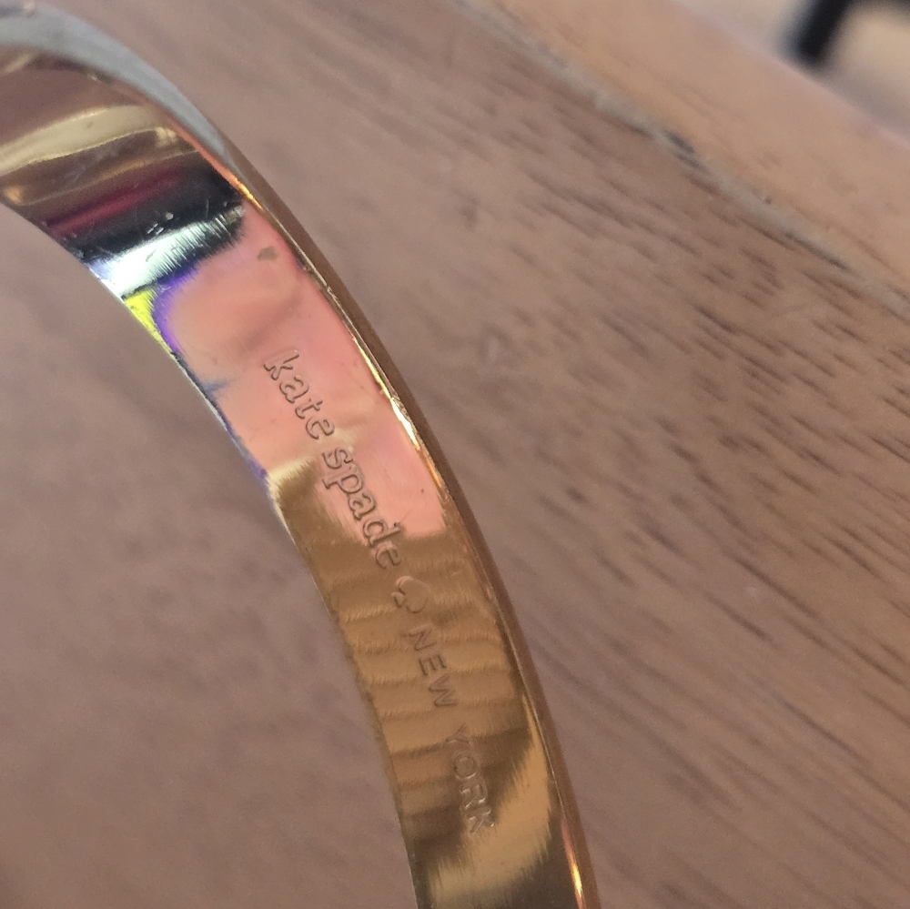 Kate Spade White Enamel, Blue And Gold Bangle Bracelets - Picture 5 of 10